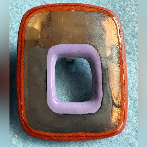 Unique One of a Kind Designer Clip on Earrings Terracotta Enamel signed: LEWIS - Picture 3 of 7